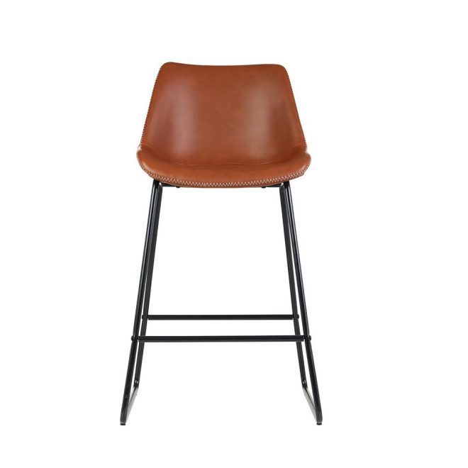Artiss Set of 2 Bar Stools Kitchen Metal Bar Stool Dining Chairs PU Leather – Brown