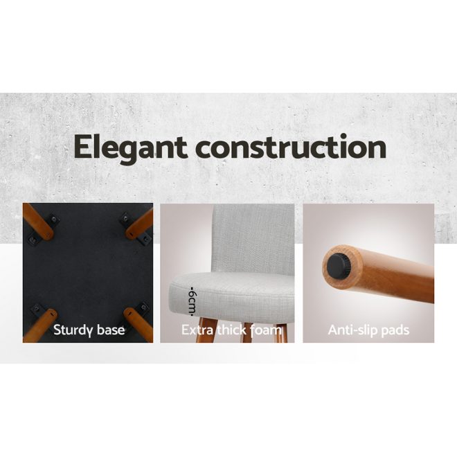 Artiss Wooden Fabric Bar Stools Circular Footrest – Light Grey – 4