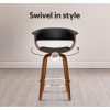 Artiss Swivel PU Leather Bar Stool – Wood and Black – 4