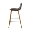 Set of 2 PU Leather Bar Stools Square Footrest – Wood and Brown