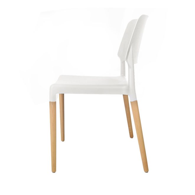Set of 4 Wooden Stackable Dining Chairs – White
