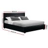 Artiss Cole LED Bed Frame PU Leather Gas Lift Storage – DOUBLE, Black