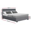 Artiss Cole LED Bed Frame PU Leather Gas Lift Storage – DOUBLE, Grey