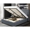 Artiss Issa Bed Frame Fabric Gas Lift Storage – QUEEN, Grey