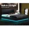Artiss Lumi LED Bed Frame PU Leather Gas Lift Storage – KING, Black