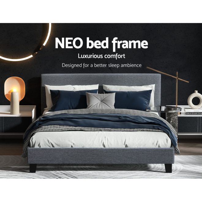 Artiss Neo Bed Frame Fabric – QUEEN, Grey