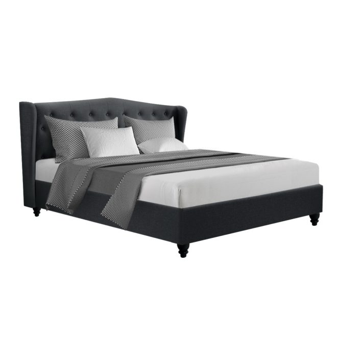Artiss Pier Bed Frame Fabric – KING, Charcoal