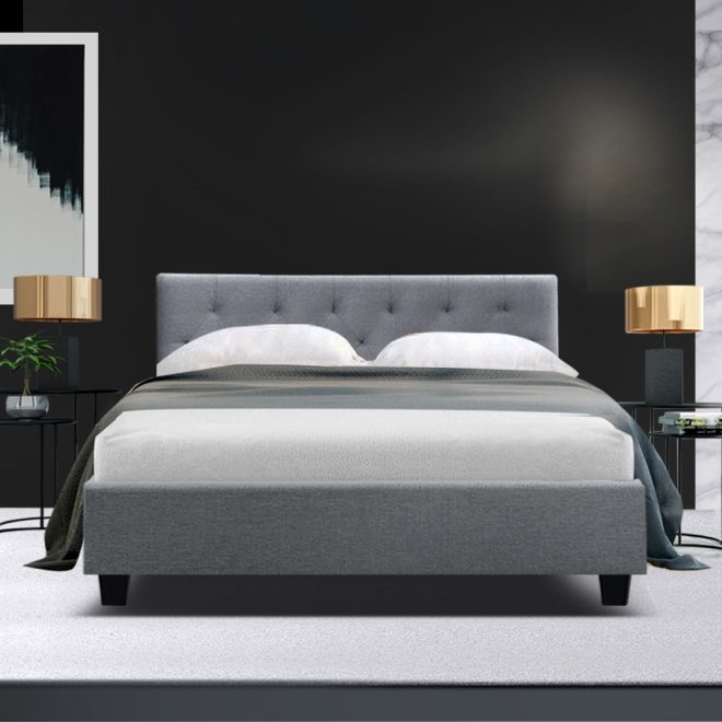 Artiss Vanke Bed Frame Fabric- Grey – DOUBLE