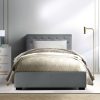 Bed Frame Gas Lift Base With Storage Fabric Vila Collection – KING SINGLE, Grey
