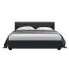 Bed Frame Gas Lift Base With Storage Fabric Vila Collection – QUEEN, Charcoal