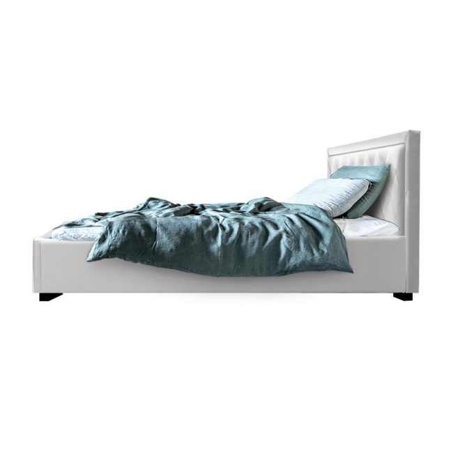 Artiss Tiyo Bed Frame Fabric Gas Lift Storage – KING SINGLE, White