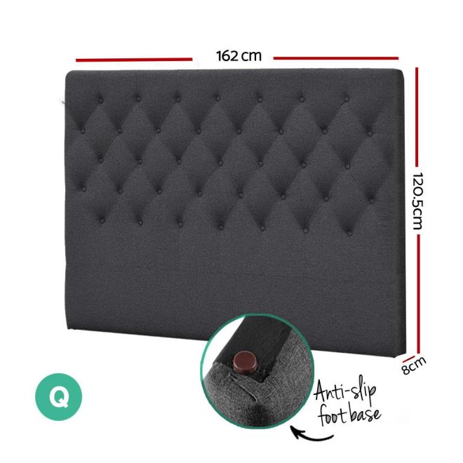 Bed Head Headboard Bedhead Fabric Frame Base CAPPI – QUEEN, Charcoal