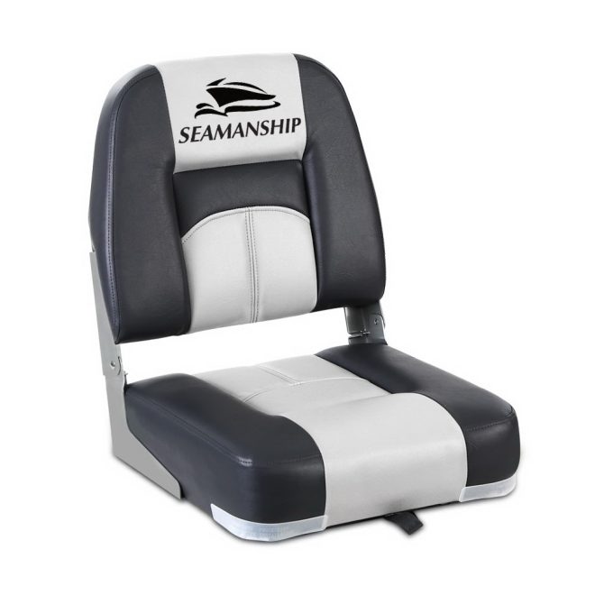 Seamanship Set of 2 Folding Boat Seats Seat Marine Seating Set Swivels All Weather – Grey