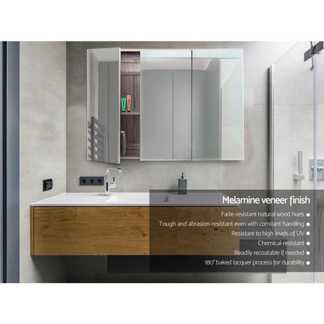 Cefito Bathroom Mirror Cabinet 900mm x720mm – Natural