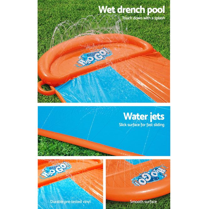 Bestway Inflatable Water Slip Slide Splash Toy Outdoor Play 4.88M – Orange and Blue, Double Kids