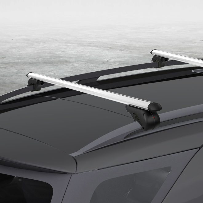 Universal Car Roof Rack Cross Bars Aluminium Adjustable  Car 90kgs load Carrier – 125x5x10.8 cm, Silver