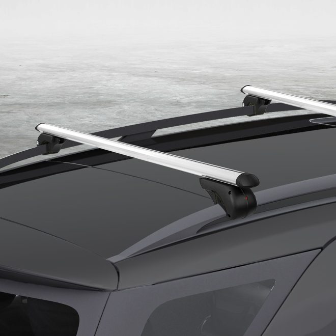 Universal Car Roof Rack Cross Bars Aluminium Adjustable  Car 90kgs load Carrier – 140x5x10.8 cm, Silver