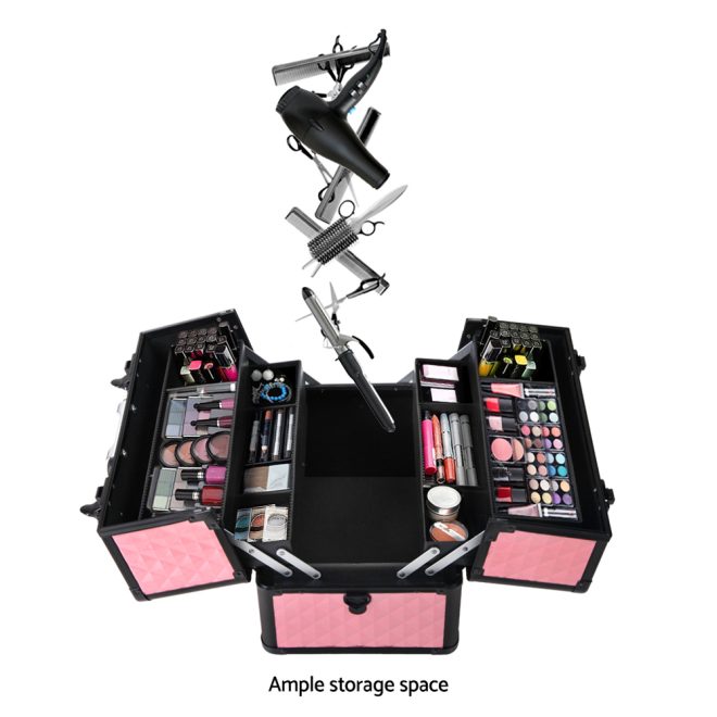 Embellir Portable Cosmetic Beauty Makeup Case – Diamond Pink