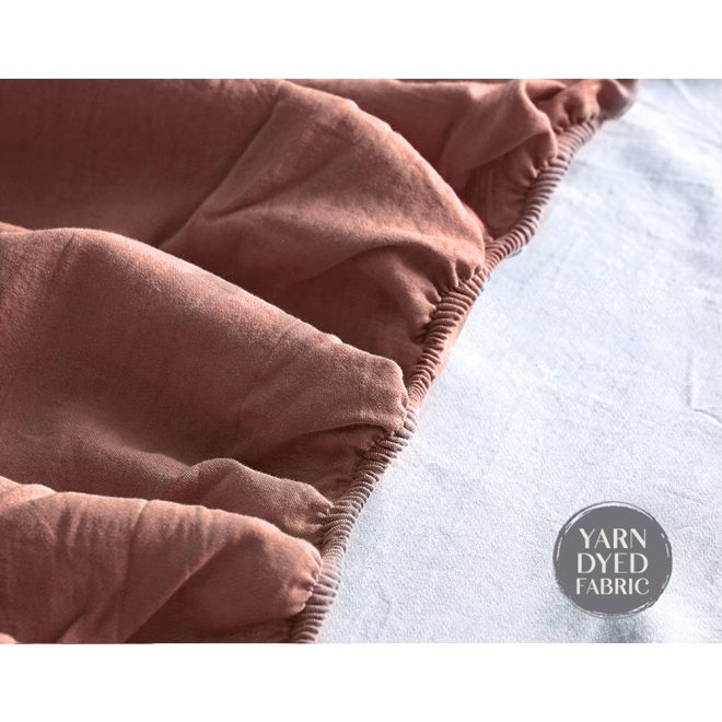 Cosy Club Washed Cotton Sheet Set – Doube, Red and Beige