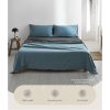 Cosy Club Washed Cotton Sheet Set – SINGLE, Blue and Grey
