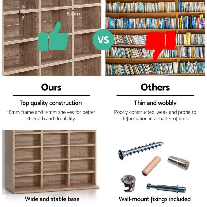 Artiss Adjustable Book Storage Shelf Rack Unit – Oak