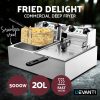 Devanti Electric Commercial Deep Fryer Basket Chip Cooker Kitchen – Double Fryer