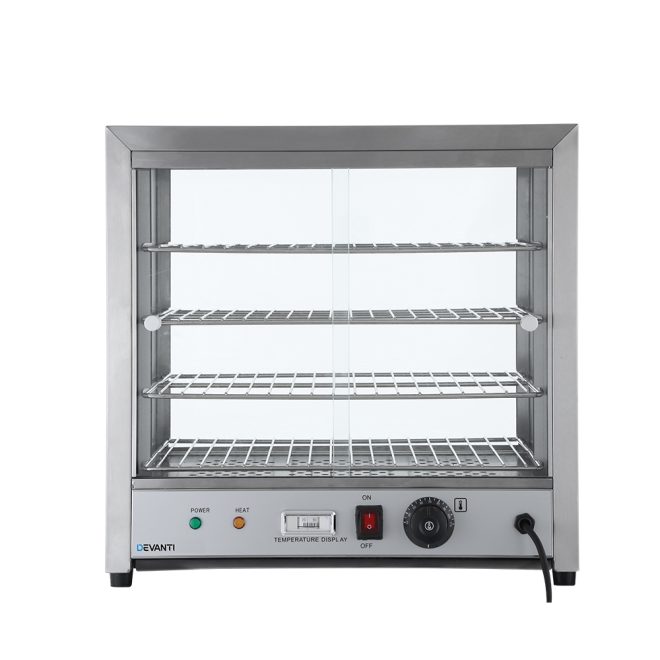 Devanti Commercial Food Warmer Pie Hot Display Showcase Cabinet Stainless Steel – 54x34x53 cm