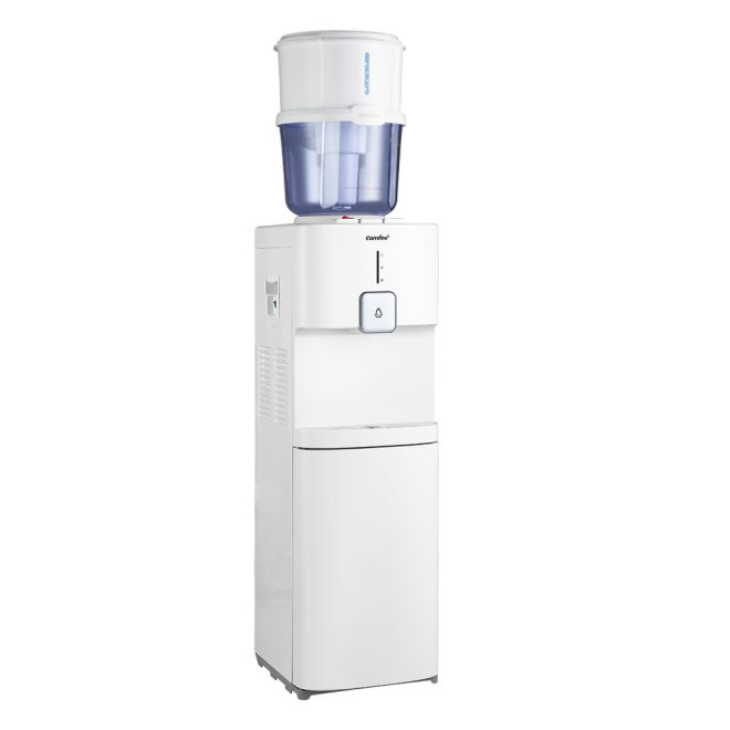 Comfee Water Dispenser Cooler Hot Cold Taps Purifier Stand 20L Cabinet – White, With Purifier Bottle