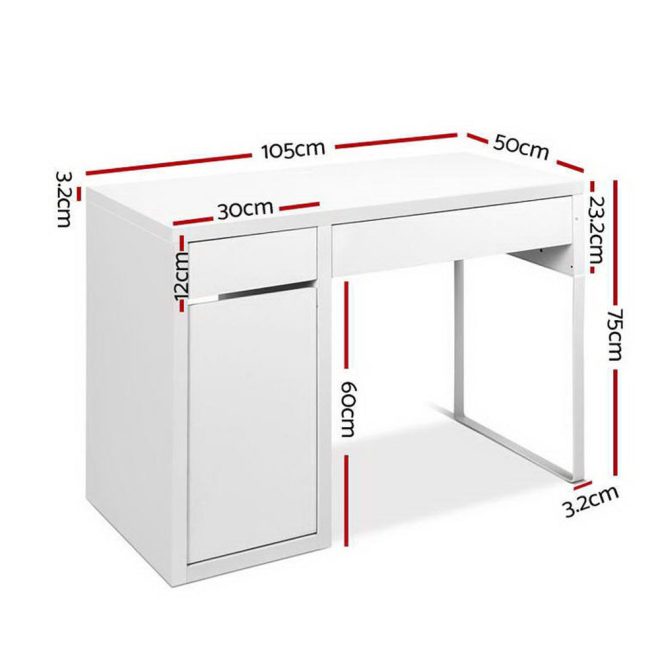Metal Desk With Storage Cabinets – White