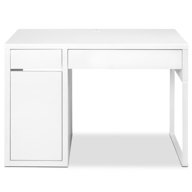 Metal Desk With Storage Cabinets – White