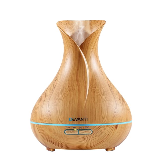 Devanti 400ml 4 in 1 Aroma Diffuser with remote control – Light Wood