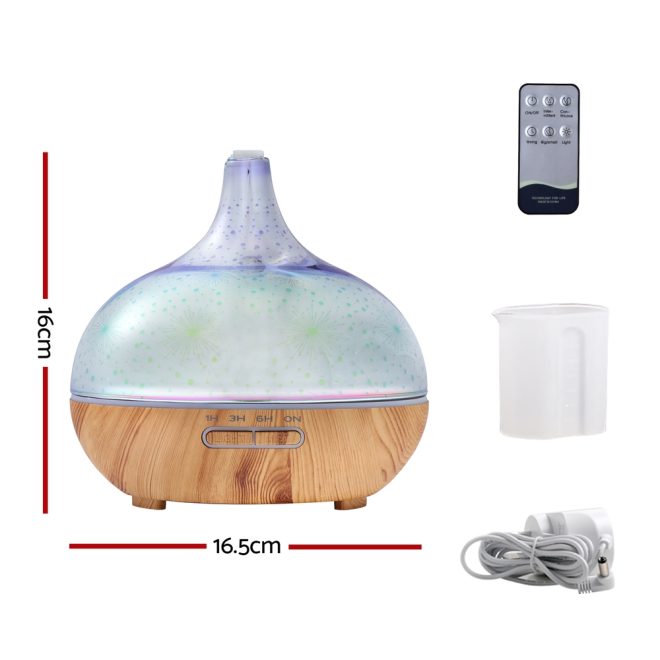 Aroma Aromatherapy Diffuser 3D LED Night Light Firework Air Humidifier Purifier 400ml Remote Control