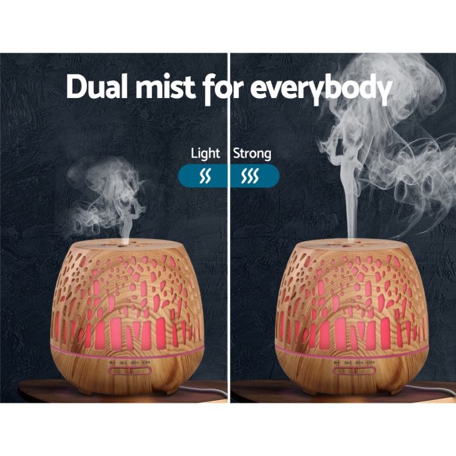 Aroma Diffuser Aromatherapy Humidifier Essential Oil Ultrasonic Cool Mist Wood Grain Remote Control 400ml