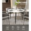 Dining Table Round Wooden Table With Marble Effect Metal Legs 110CM White