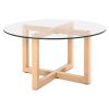 Tempered Glass Round Coffee Table – Beige