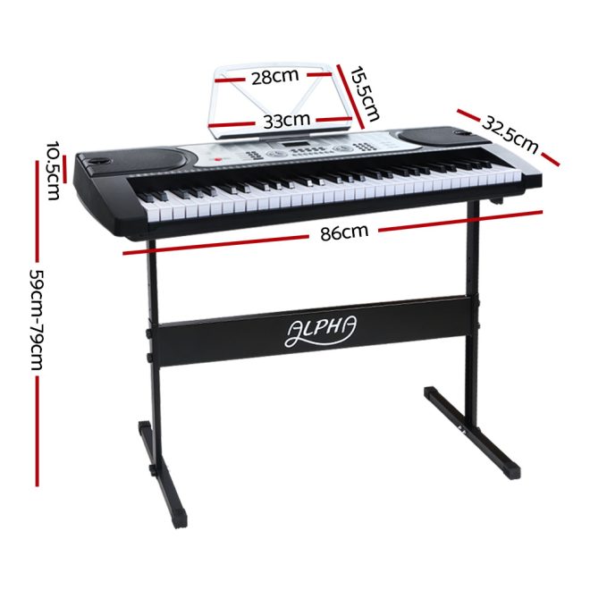 ALPHA 61 Keys LED Electronic Piano Keyboard – Silver