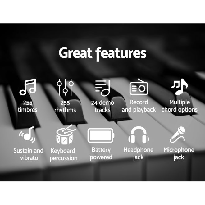 ALPHA 61 Keys LED Electronic Piano Keyboard – Silver