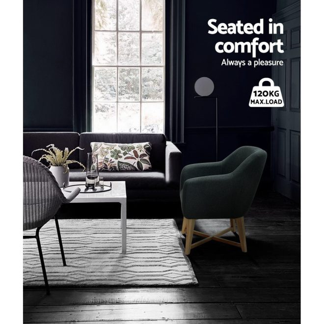 Artiss Fabric Tub Lounge Armchair – Charcoal