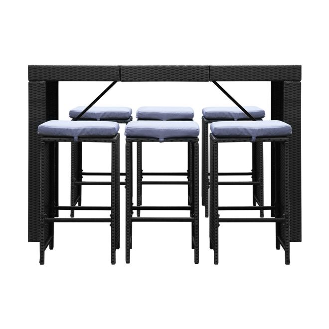 7 Piece Outdoor Dining Table Set – Black