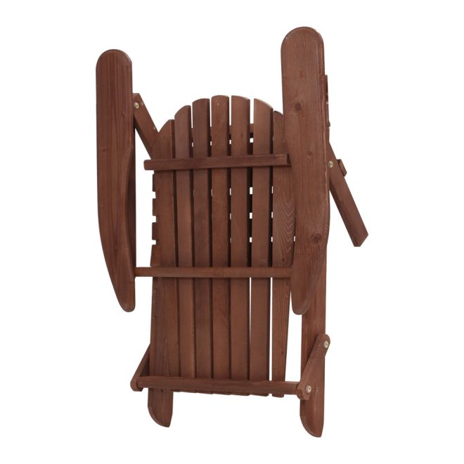 Gardeon 3 Piece Wooden Outdoor Beach Chair and Table Set – Brown