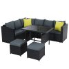 Gardeon Outdoor Furniture Patio Set Dining Sofa Table Chair Lounge Wicker Garden – Black