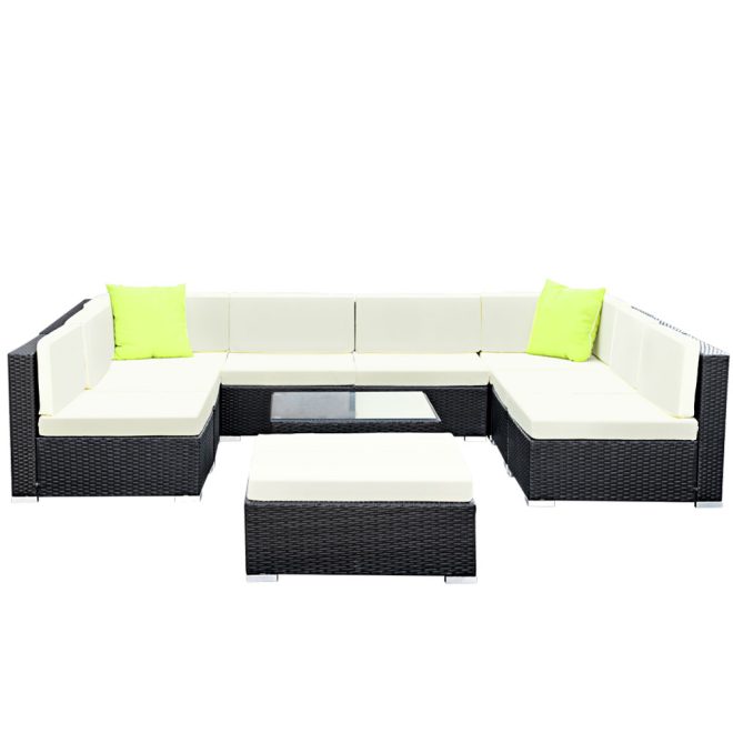 Gardeon Sofa Set with Storage Cover Outdoor Furniture Wicker – 6 x Single Sofa + 2 x Corner Sofa + 1 x Table + 1 x Ottoman + 1 x storage cover
