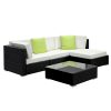 Gardeon Sofa Set with Storage Cover Outdoor Furniture Wicker – 1 x Single Sofa + 2 x Corner Sofa + 1 x Table + 1 x Ottoman