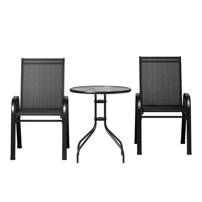 Gardeon Outdoor Furniture Table and chairs Stackable Bistro Set Patio Coffee – 3