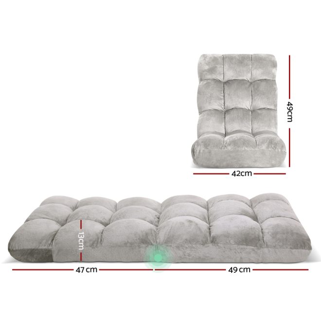 Artiss Lounge Sofa Floor Recliner Futon Chaise Folding Couch – Grey