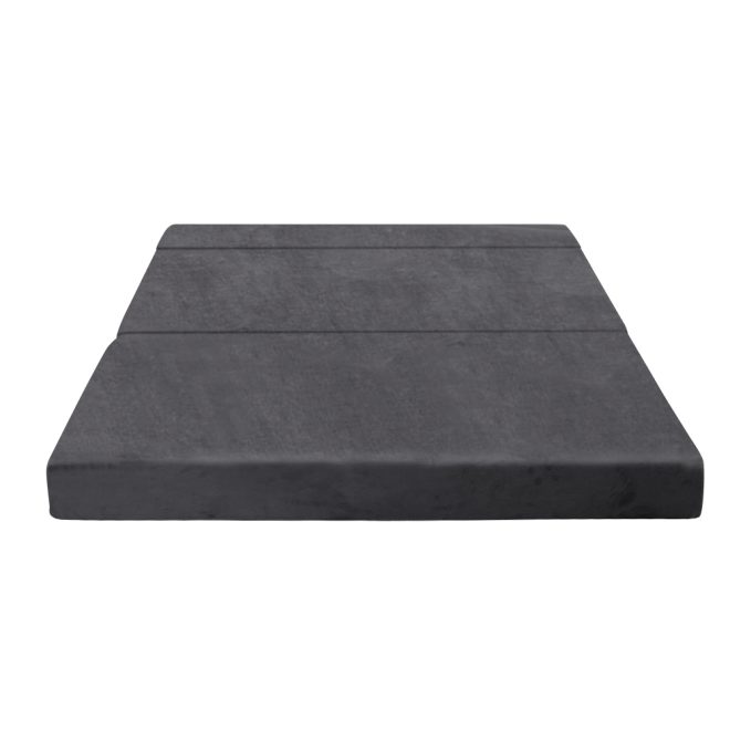 Giselle Bedding Folding Foam Mattress Portable Bed Mat Velvet – DOUBLE, Dark Grey