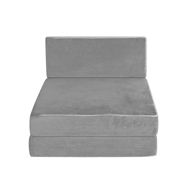 Giselle Bedding Folding Foam Mattress Portable Bed Mat Velvet – SINGLE, Light Grey