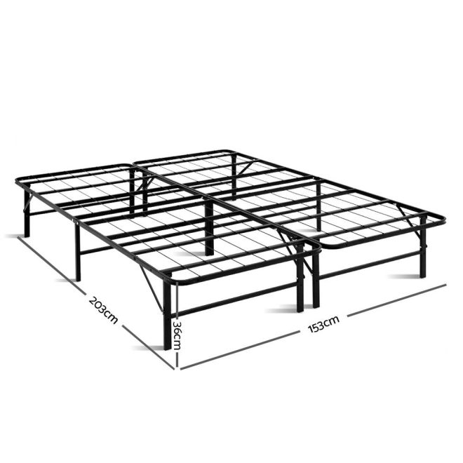 Artiss Folding Metal Bed Frame – Black – QUEEN