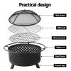 Fire Pit BBQ Grill Smoker Portable Outdoor Fireplace Patio Heater Pits – 76X76X50 cm