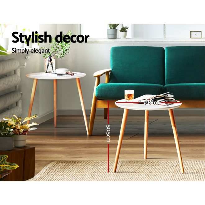 Coffee Table Round Side End Tables Bedside Furniture Wooden Scandinavian